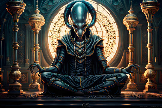 A meditating Xenomorph. Generative AI