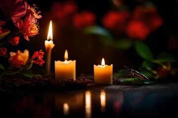 candles in the flowers