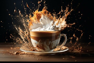 splashing cappuccino. Generative AI
