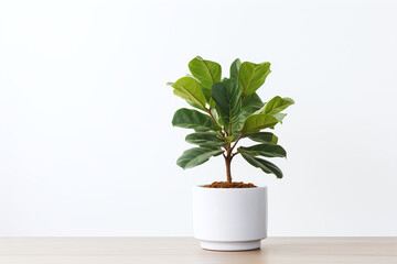 Fiddle leaf fig in pot in white room