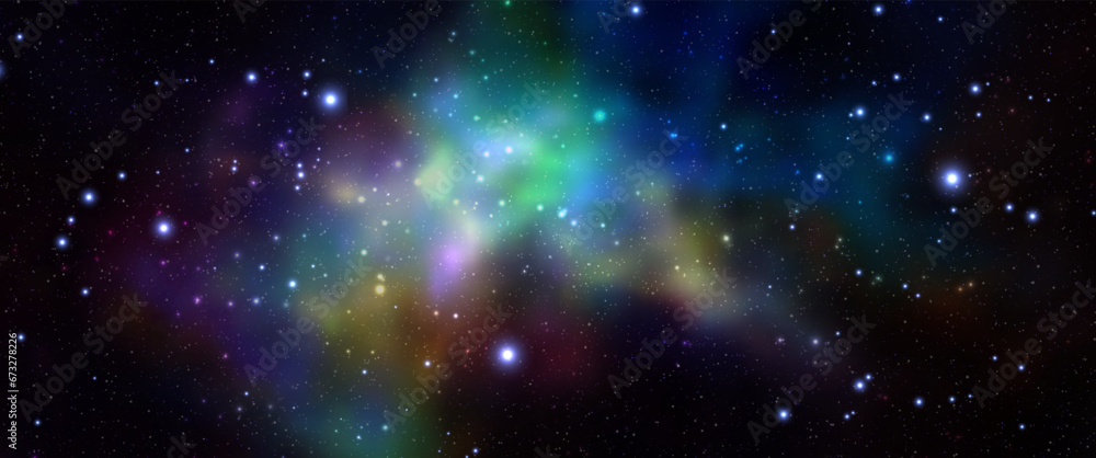 Wall mural space vector background with realistic nebula and shining stars. magic colorful galaxy with stardust