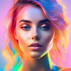 Obraz na płótnie Canvas beautiful girl with creative makeup. beauty face beautiful girl with creative makeup. beauty face portrait of attractive woman with colorful makeup