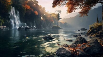 Autumn Cascades Waterfall in the Jungle