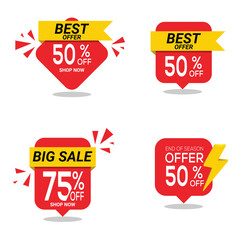 Sale Tags Icon Set. Special Offer, Big Sale, Discount, Vector Design. Store, Online Shopping Flat Design on White Background.