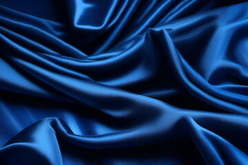 Fototapeta premium Velvet drapes background in royal blue. Beautiful rich and graceful cascading folds on opulent fabric. Anniversary, Christmas, wedding, valentine, event, celebration. Royal blue luxury background.