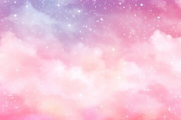 Fairy tale cute pink starry sky hand drawn background material pastel color, Generative AI - obrazy, fototapety, plakaty