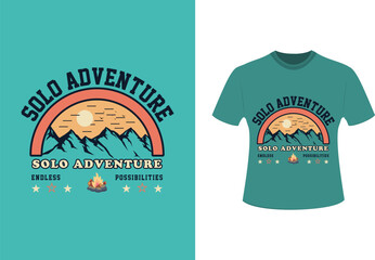 Adventure lettering with mountains tshirt
