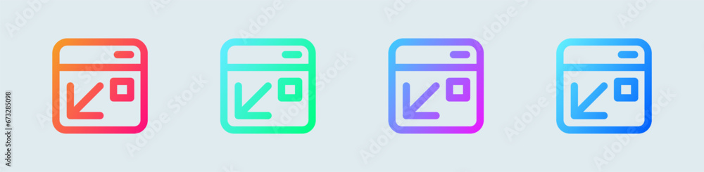 Poster minimize line icon in gradient colors. screen size signs vector illustration.