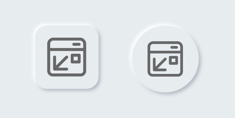 Minimize line icon in neomorphic design style. Screen size signs vector illustration.