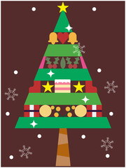 大きなクリスマスツリーと雪の結晶