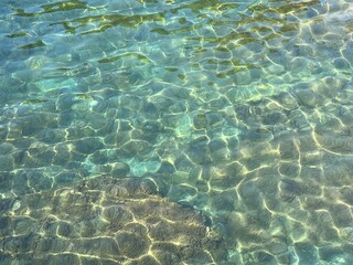Fototapeta na wymiar Sea water turquoise transparent surface.