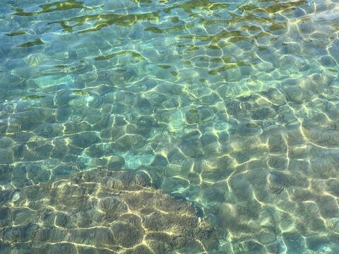 Sea water turquoise transparent surface.