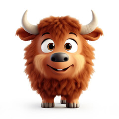 Naklejka premium Cute Cartoon Buffalo Isolated On a White Background 