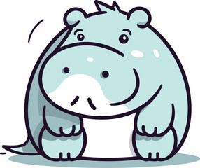 Fototapeta premium Cute cartoon hippopotamus. Vector illustration in doodle style.