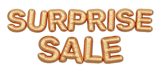 Golden balloon 3d text. Typography. 3D illustration. Surprise Sale.