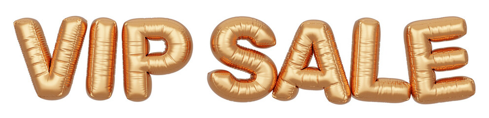 Golden balloon 3d text. Typography. 3D illustration. Vip Sale.