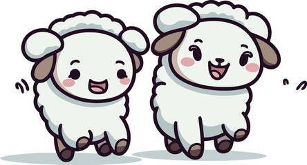 Fototapeta premium Cute cartoon sheep. Vector illustration isolated on a white background.