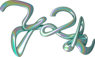 3d word Y2K, holographic texture