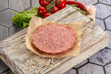 Raw beef uncooked burger cutlet