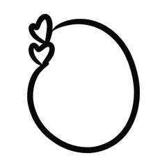 Heart textbox frame border abstract outline shape icon for decorative vintage doodle element for design in vector illustration