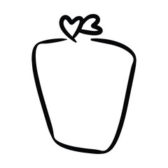 Heart textbox frame border abstract outline shape icon for decorative vintage doodle element for design in vector illustration