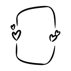 Heart textbox frame border abstract outline shape icon for decorative vintage doodle element for design in vector illustration