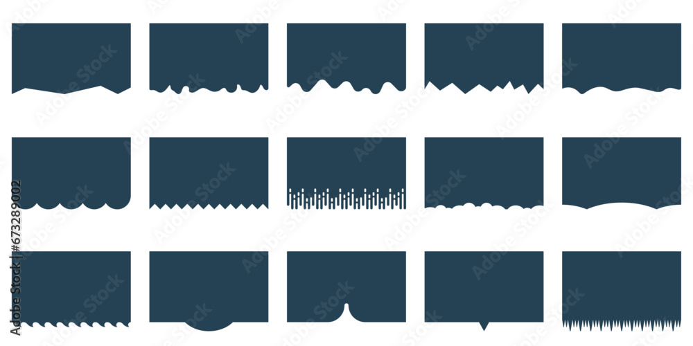 Aufkleber divider shape for website set. curve lines, drops, wave shape separator effects collection for poste
