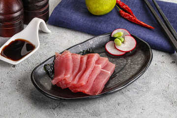 Japanese cuisine - sliced tuna sashimi