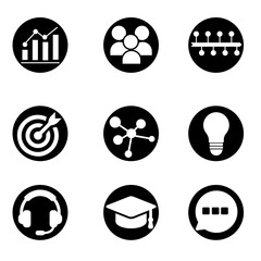 Business Presentation Vector Icons: Data, Team, Goal, Communication, and Innovation