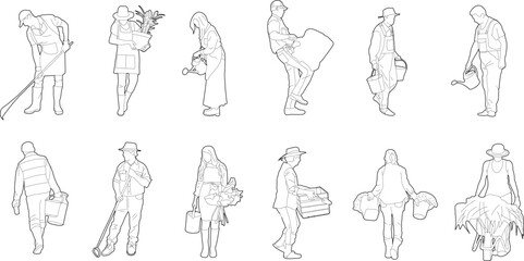 Line Drawing Cutout for Farmer and Gardeners