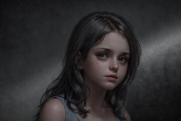 portrait of little girl in black dress portrait of little girl in black dress 3d illustration of a girl