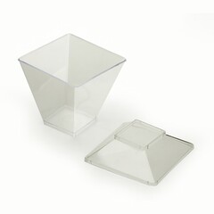Plastic square cup or glass isolated over white background