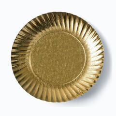 Golden plate or tray isolated over white background