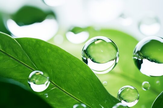 Background material of greenery and water droplets with beautiful transparency, Environment Abstract Eco Space Sustainability, Generative AI