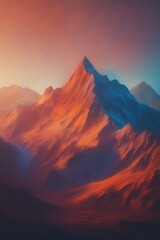 abstract landscape with mountains and clouds abstract landscape with mountains and clouds abstract mountain landscape with colorful sunset. 3d rendering