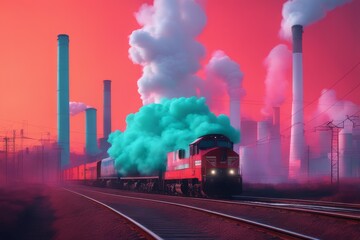 smoke from the pipe of red color. the concept of environmental pollution. 3d rendering smoke from the pipe of red color. the concept of environmental pollution. 3d rendering smoke in the city - obrazy, fototapety, plakaty