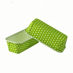 Green paper baking forms for cakes with dotted pattern