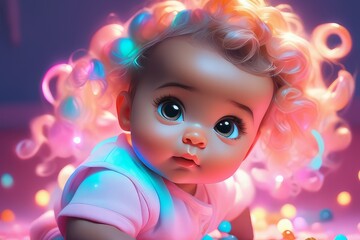 Obraz na płótnie Canvas little girl in a pink dress little girl in a pink dress little baby with blue eyes