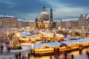 Romantic scene of Germany's best Chirstmas Market in Dresden.