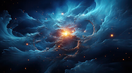 Fototapeta na wymiar A Beautiful Bright Blue Nebula Landscape Background