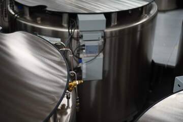 Naklejka premium Liquid nitrogen tanks in the lab.