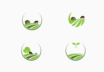 Flat farm logo template collection 