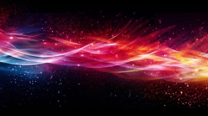 Fireworks-like light wave abstract background illustration material, Generative AI