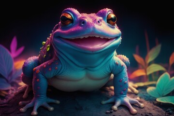 frog with a blue eyes. 3d illustration frog with a blue eyes. 3d illustration 3d rendering of a cute frog