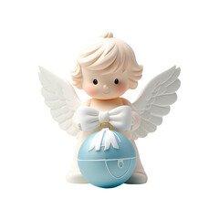 Little angel figurine. Isolated on transparent background.