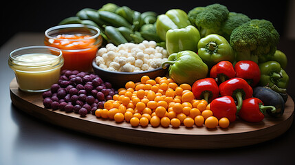 Assortment of Fresh Organic Vegetables With Copy Space Background Defocused