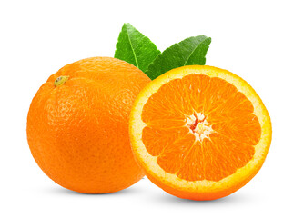 Half orange fruit isolated on white background