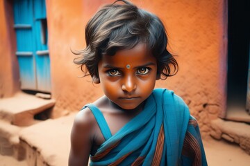 young indian boy in blue dress young indian boy in blue dress portrait of a cute little boy in a street