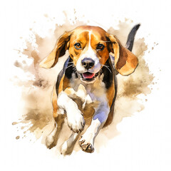 Beagle Dog Breed Watercolor Clipart Illustration