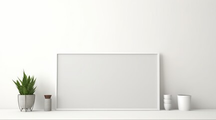 Computer screen that can be blank, on a white desk